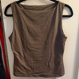 Sleeveless Army Green Soft Slouched Neck Sleeveless Tank Womens Large